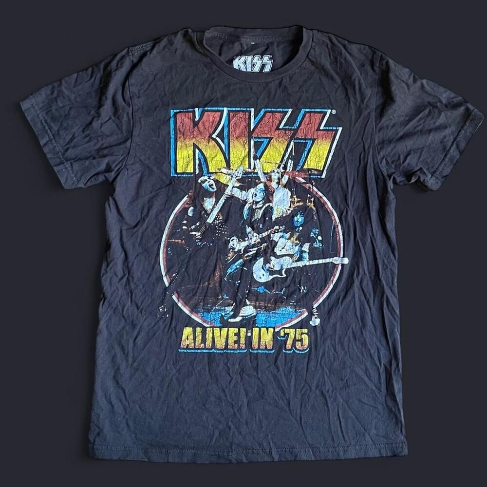 Kiss 1975 band shirt Womens small black